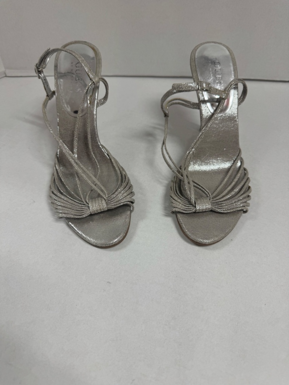 Guess by Marciano Silver Metallic Heeled Sandals - Size 7.5 - Picture 2 of 15